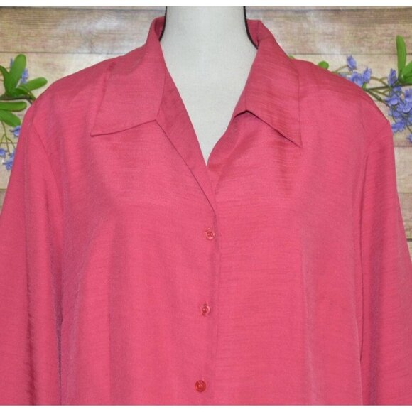 Alfred Dunner Womens Pink Button Up 3/4 Sleeve Blouse Top Plus Size 20W Career - Picture 2 of 9